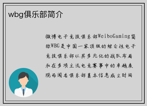 wbg俱乐部简介
